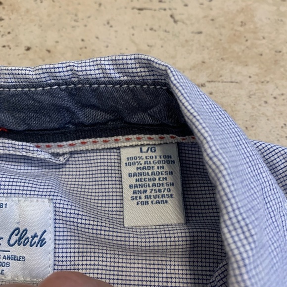 Thread & Cloth Men's Short Sleeve Button-Up Shirt - Blue & White Micro Stripe- L - Picture 3 of 6